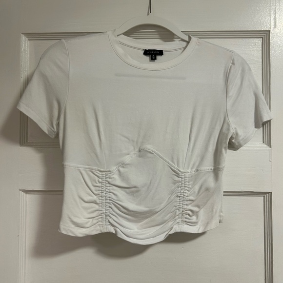 Dynamite White Ruched Crop Top - Picture 1 of 3